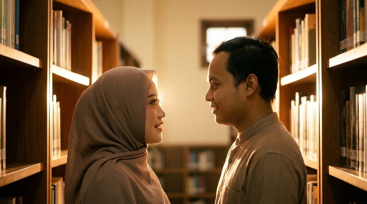 Bayu dan Lilik bertatap muka di perpustakaan kampus