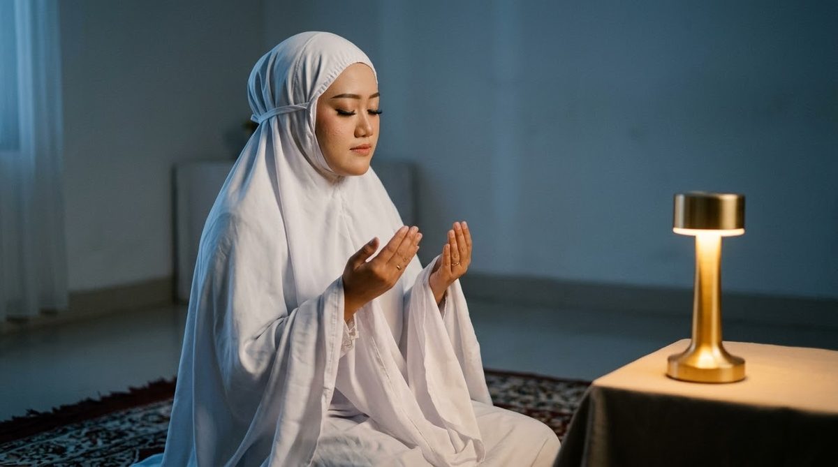 Lilik berdoa dengan khusyuk